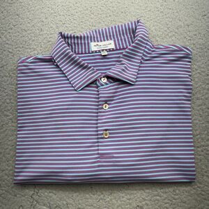 Peter Millar Polo Shirt Men 2XL‎ XXL Blue Purple NBC Performance Summer Golf